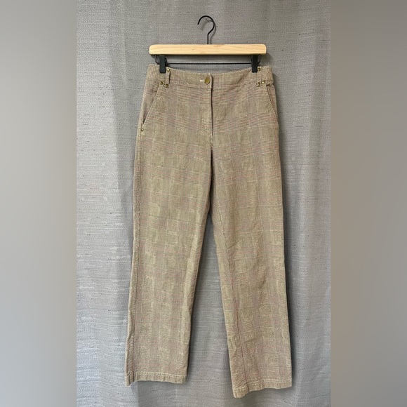 Vintage Talbots High Rise Straight Leg Plaid Cotton Trouser Pants in size 8 - Picture 2 of 8